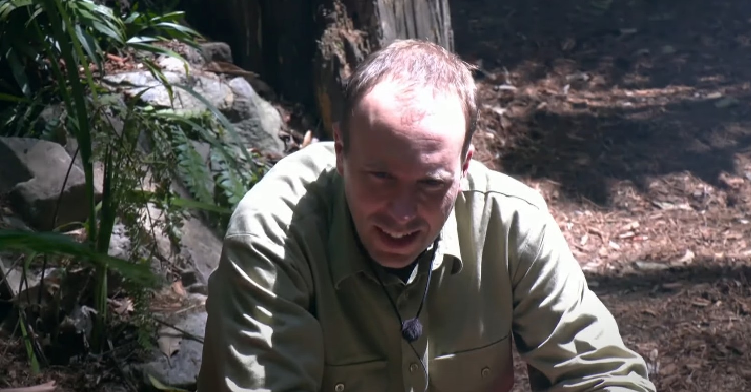 Matt Hancock smiling in jungle on I'm A Celeb