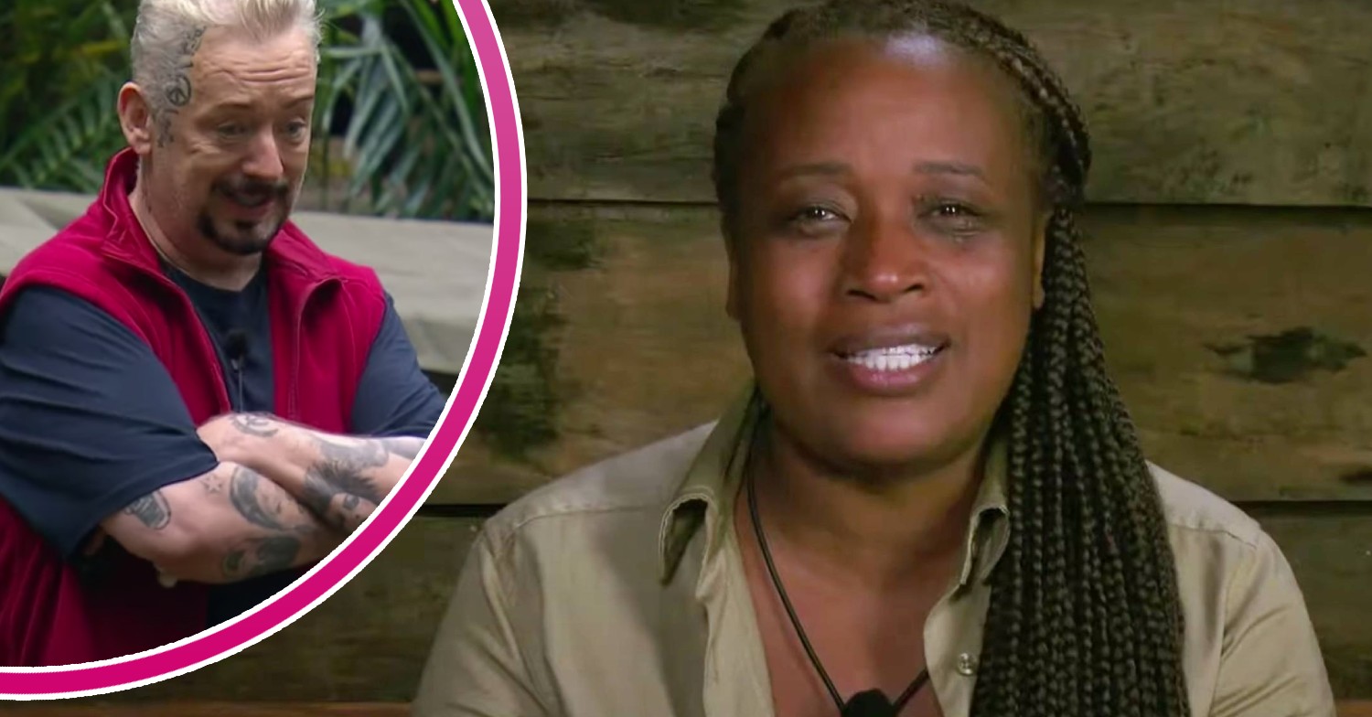 Charlene White speaks to viewers, Boy George crosses his arms