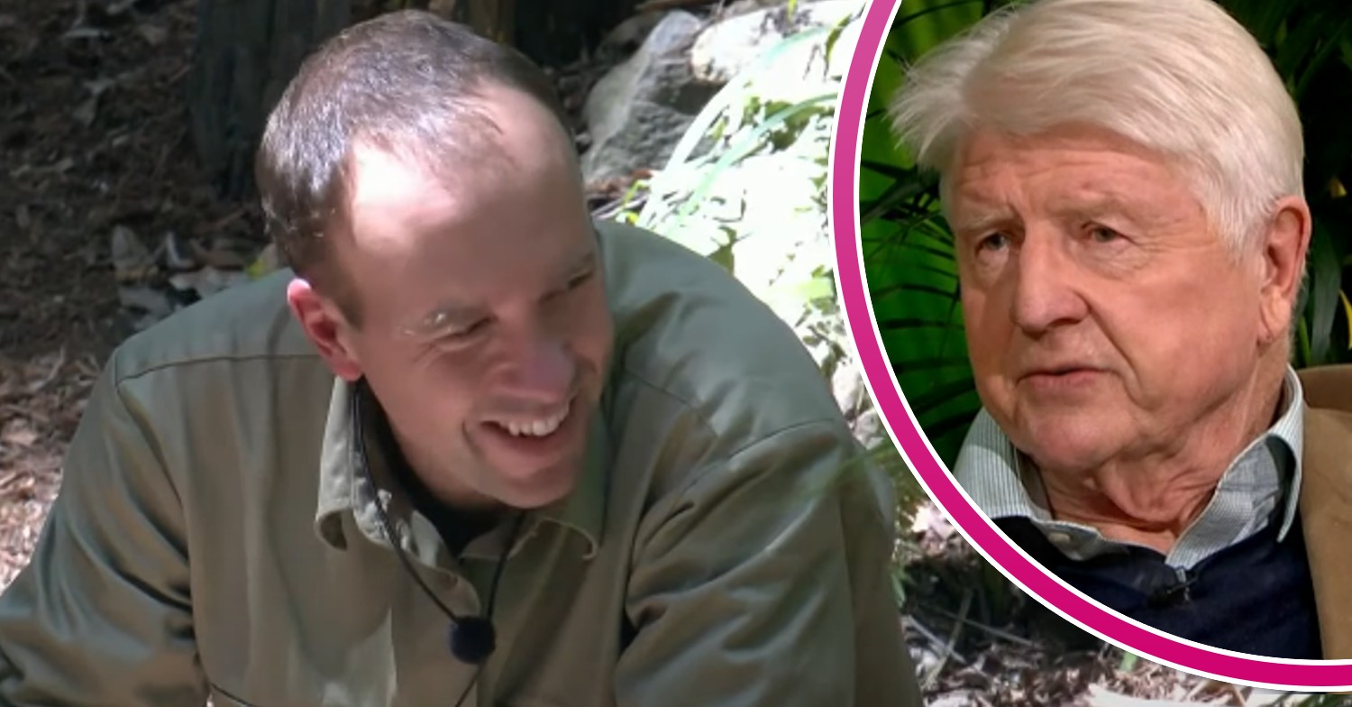 Matt Hancock smiling in jungle and Stanley Johnson on This Morning