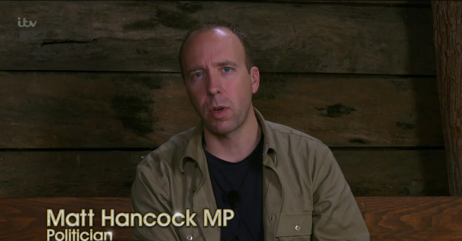 Matt Hancock on I'm A Celebrity tonight