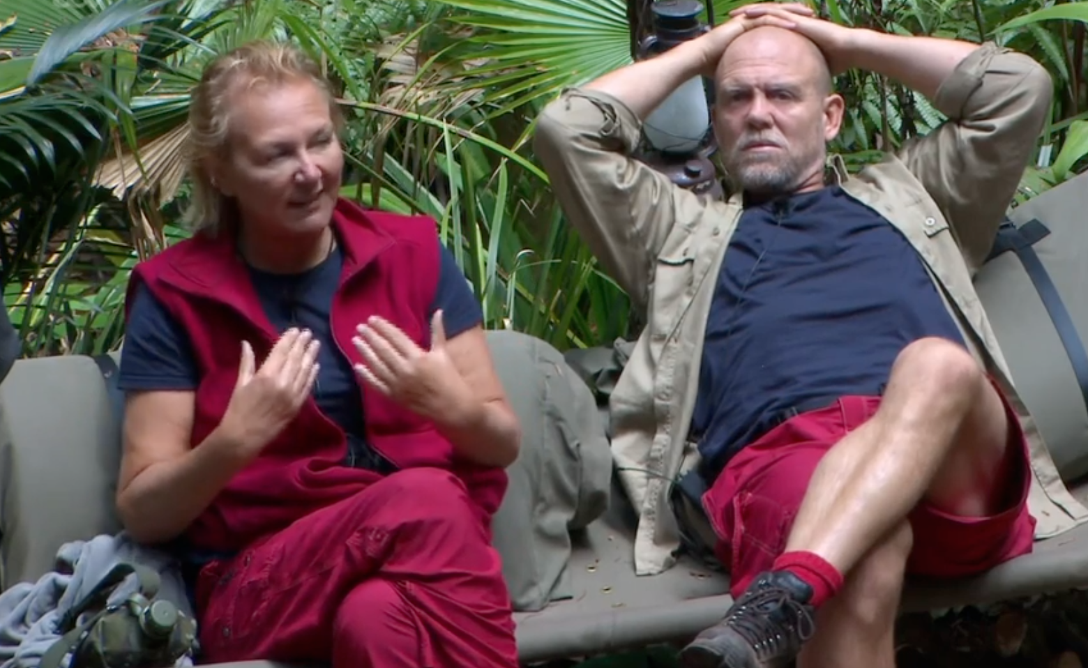 Sue Cleaver sits with campmates to talk about her experiences