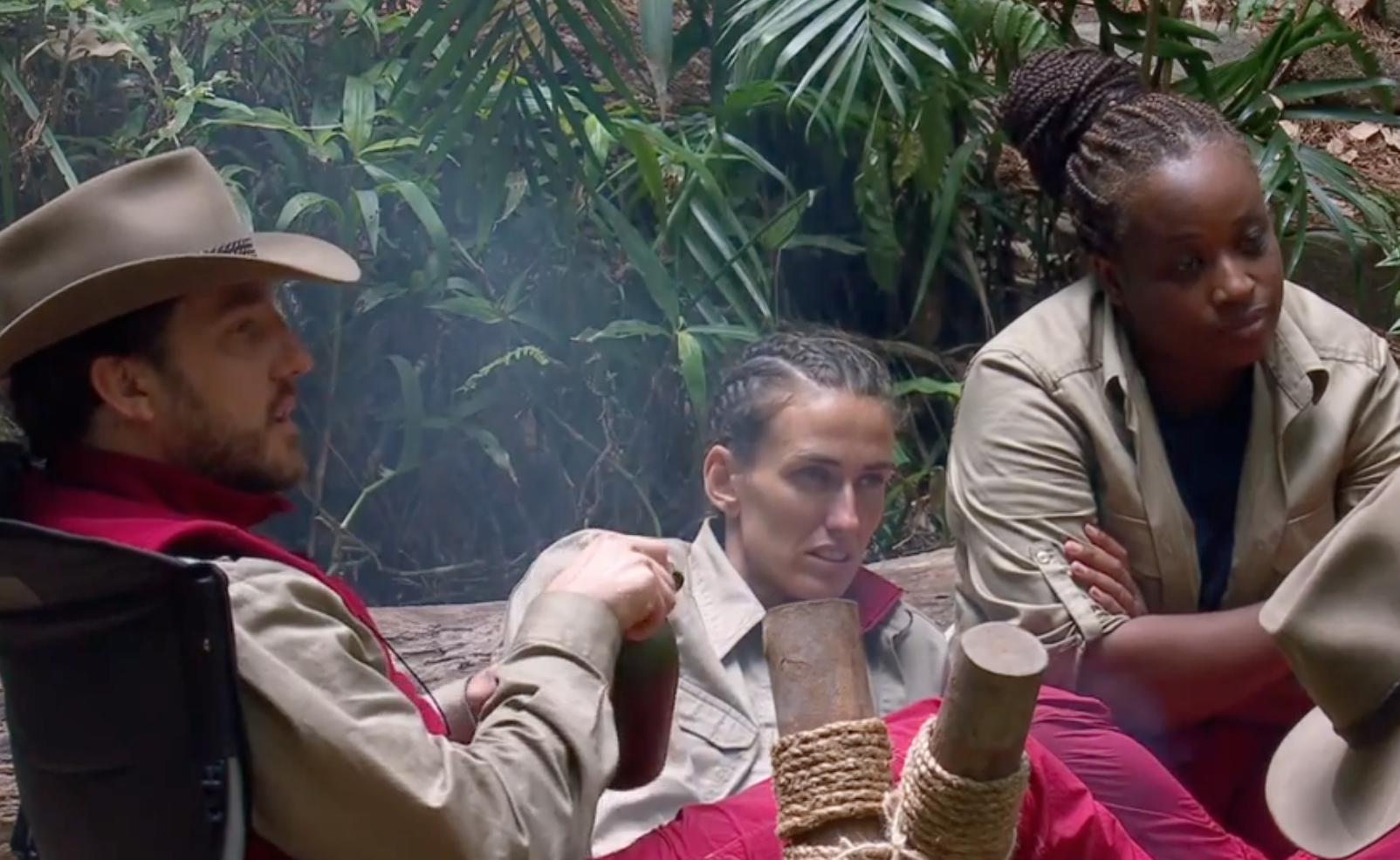 I'm a Celeb campmates sit around the fire