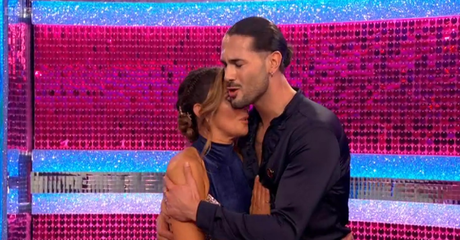 Graziano Di Prima hugging Kym Marsh on Strictly