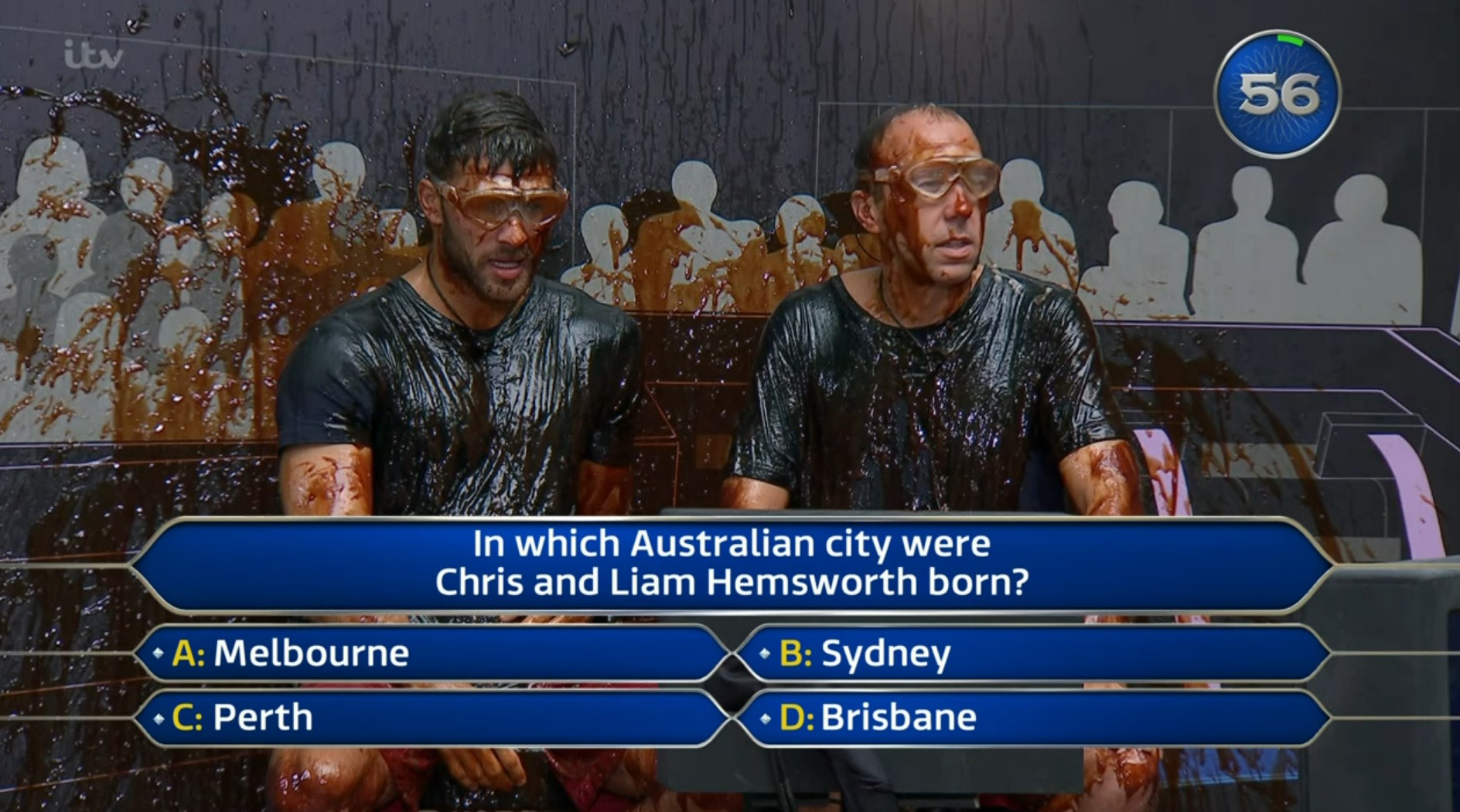 I'm A Celebrity stars Owen and Matt are covered in gunge as they compete in a quiz trial