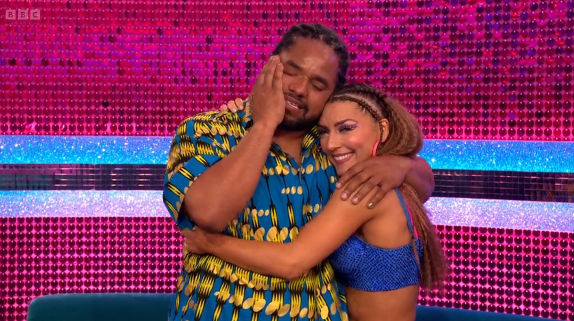 Strictly star Hamza Yassin wipes away tears as partner Jowita cuddles him