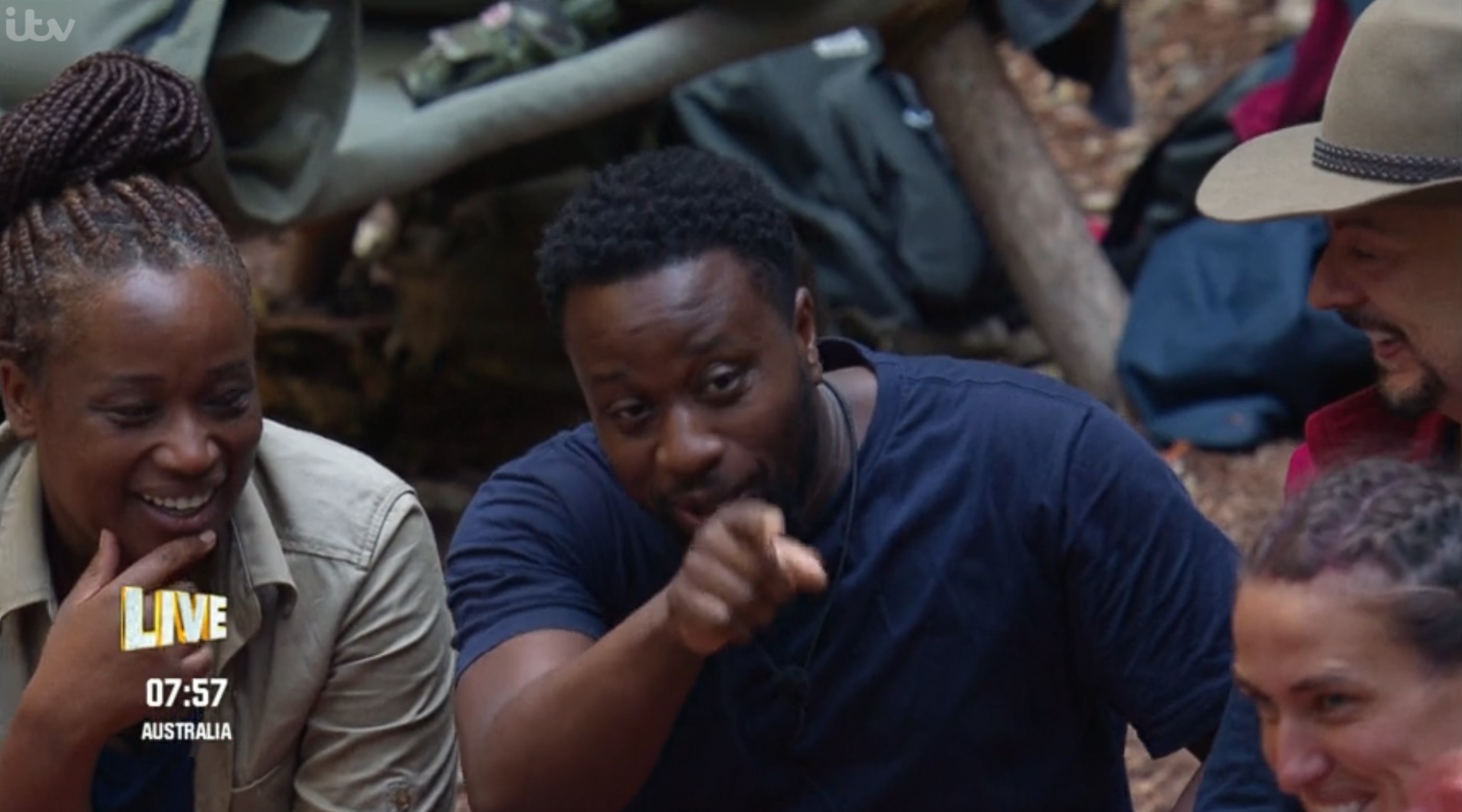 Babatunde on I'm A Celebrity points at Matt Hancock