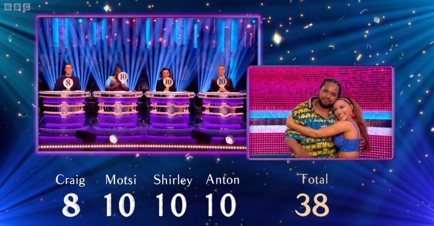 Strictly stars Hamza Yassin and Jowita Przystal receives scores from the judges