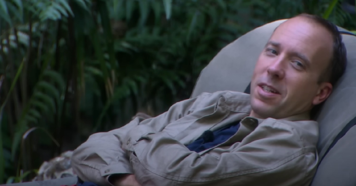 Matt Hancock relaxing and smiling in the jungle
