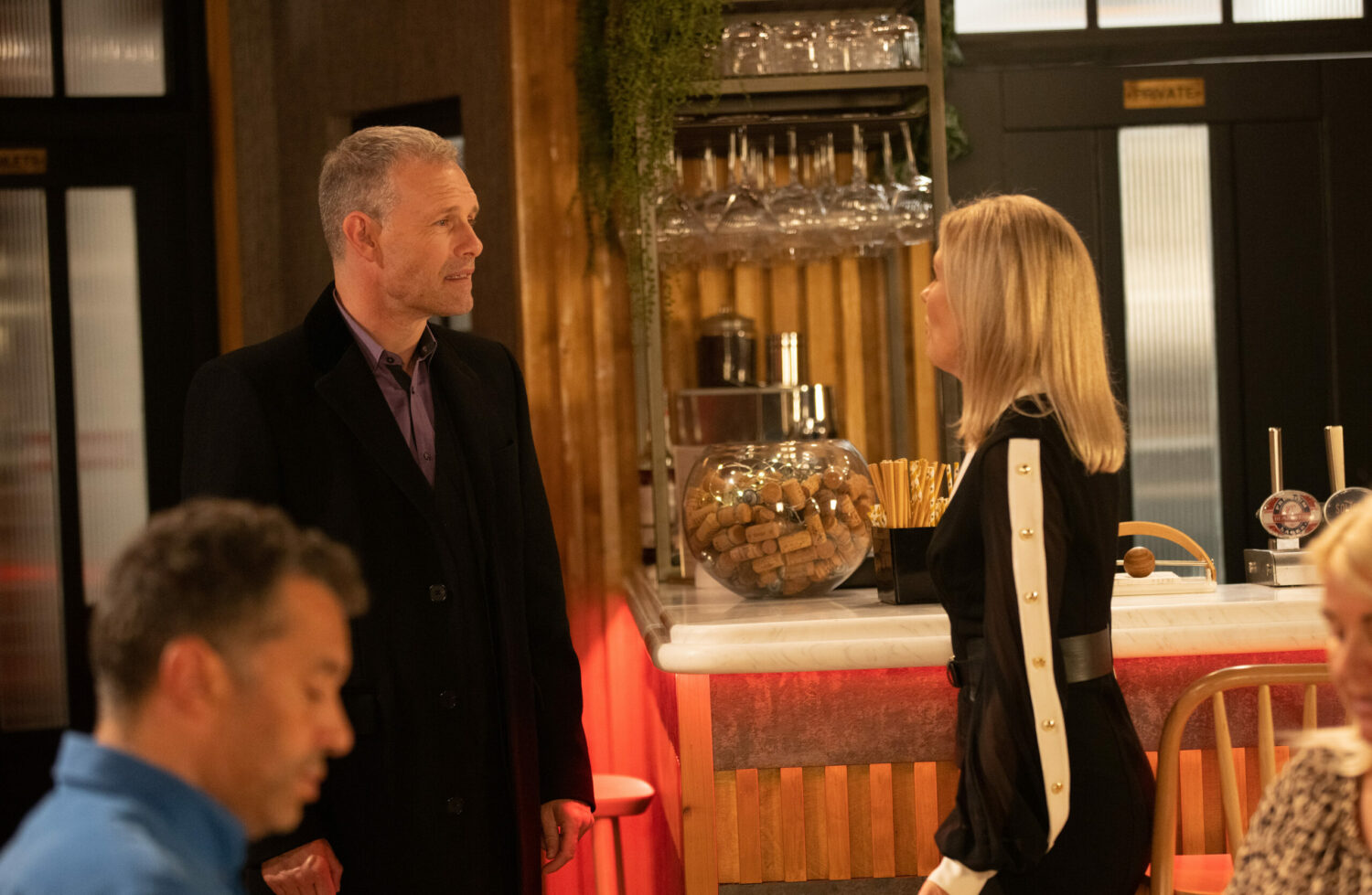 Nick and Leanne are talking in The Bistro in Coronation Street