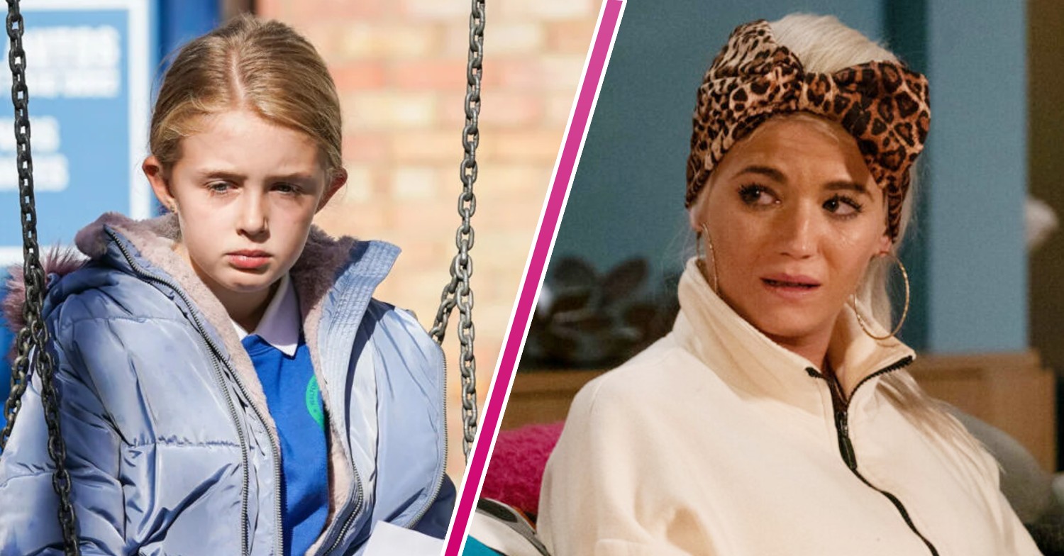 Lola looking upset, next to an image of Lexi to the right, also visibly upset on EastEnders (Credit: BBC/Composite: Entertainment Daily!)