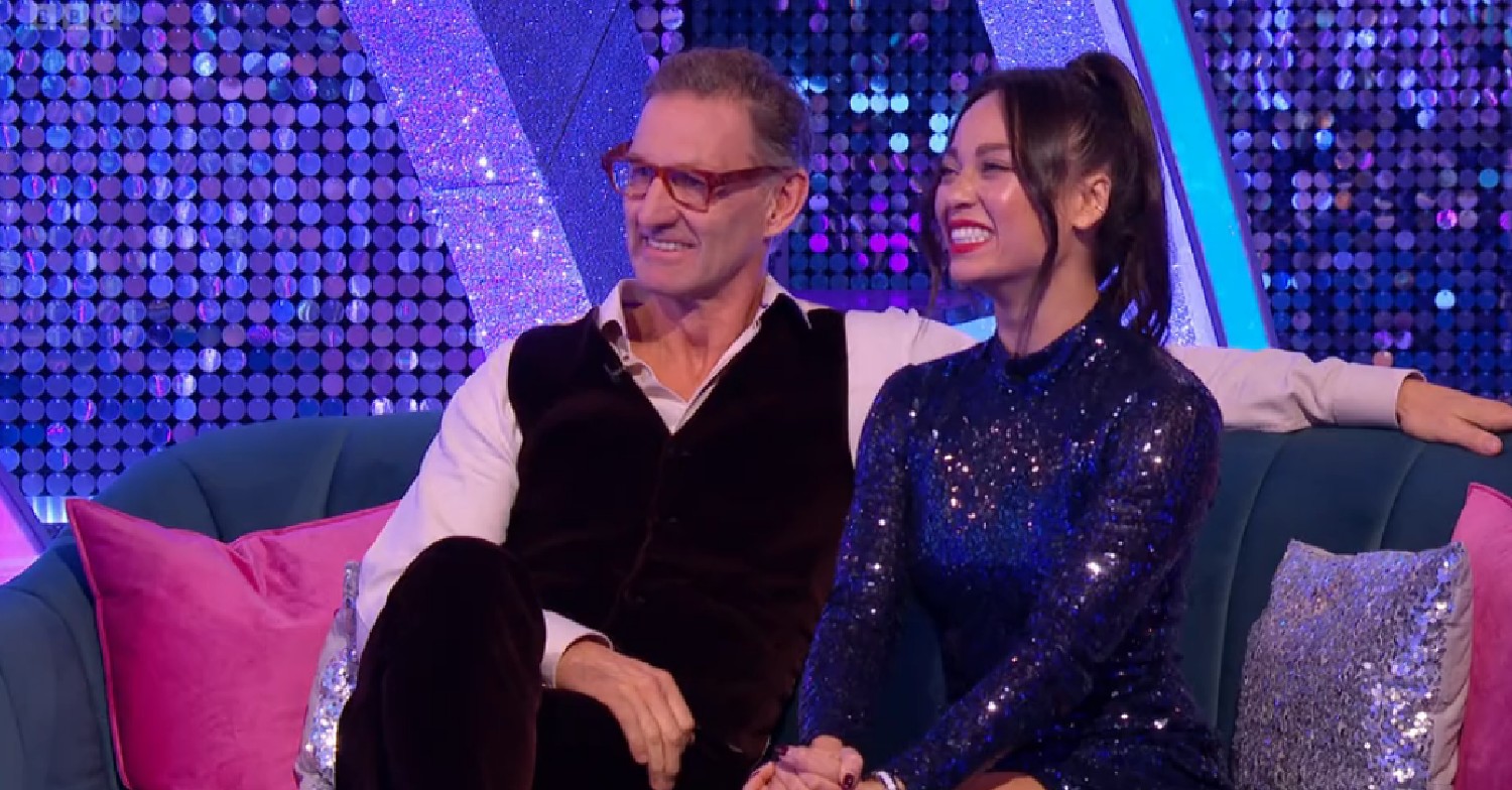 Tony Adams and Katya Jones smiling on Strictly It Takes Two