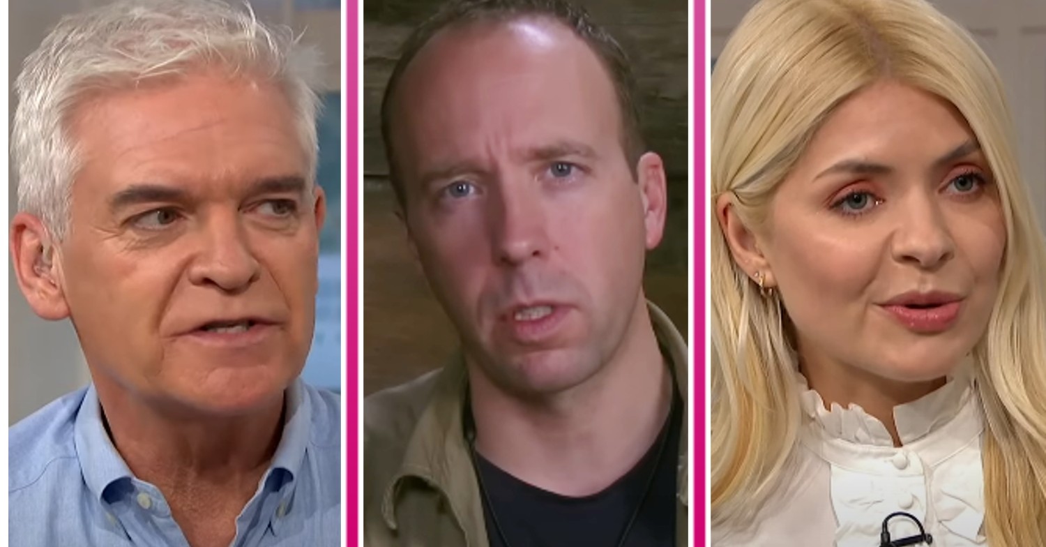 Phillip Schofield and Holly Willoughby on This Morning today, and Matt Hancock