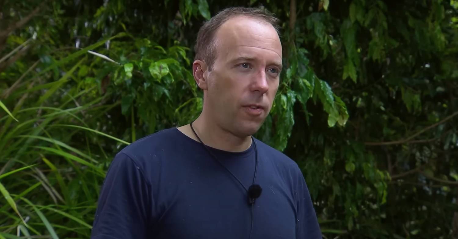 I'm A Celeb Matt Hancock looks indignant