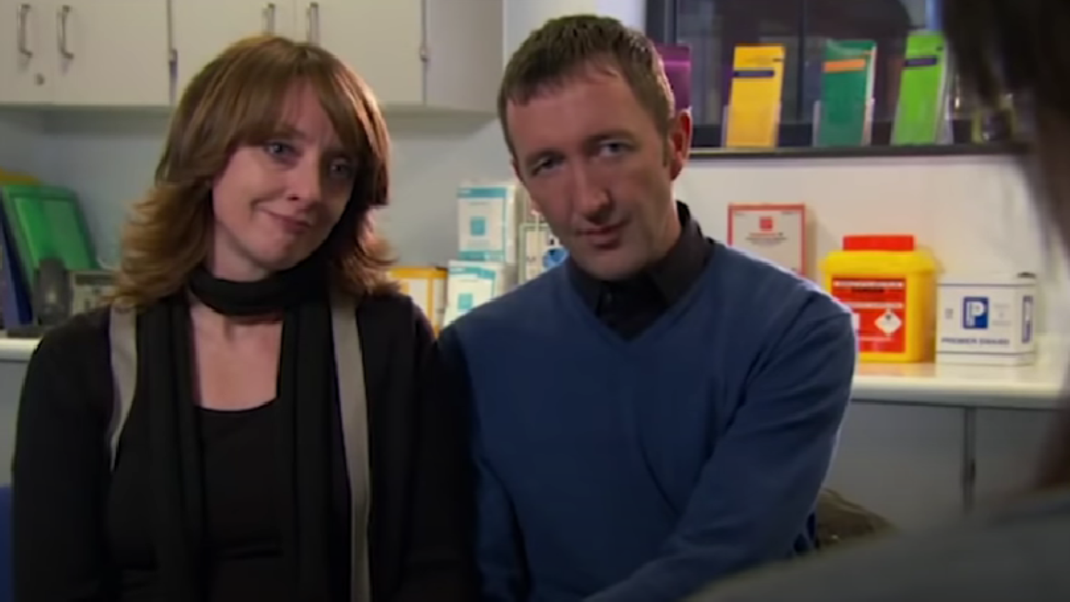 Ruby Fry and John smiling in Waterloo Road 