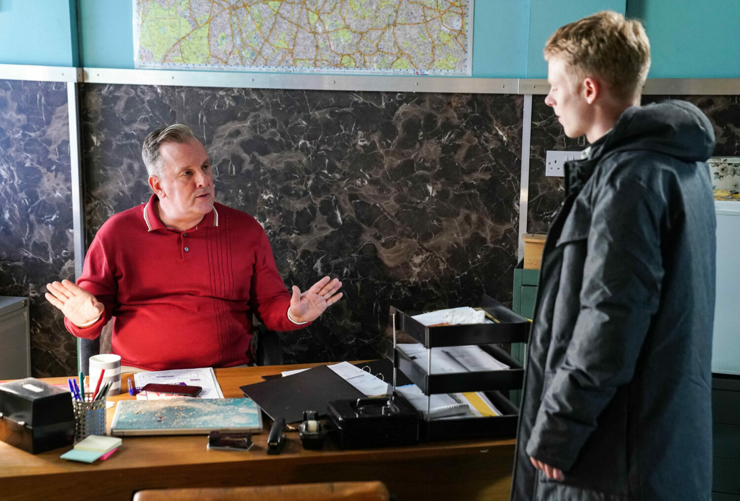 EastEnders character Harvey explains everything is fine to worried Bobby