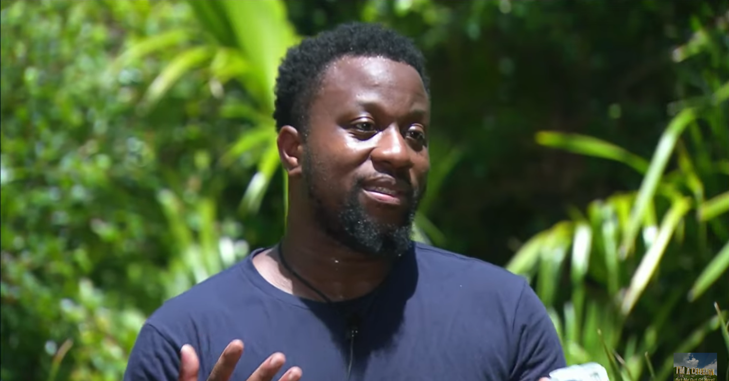 Babatunde looks to camera on I'm A Celeb
