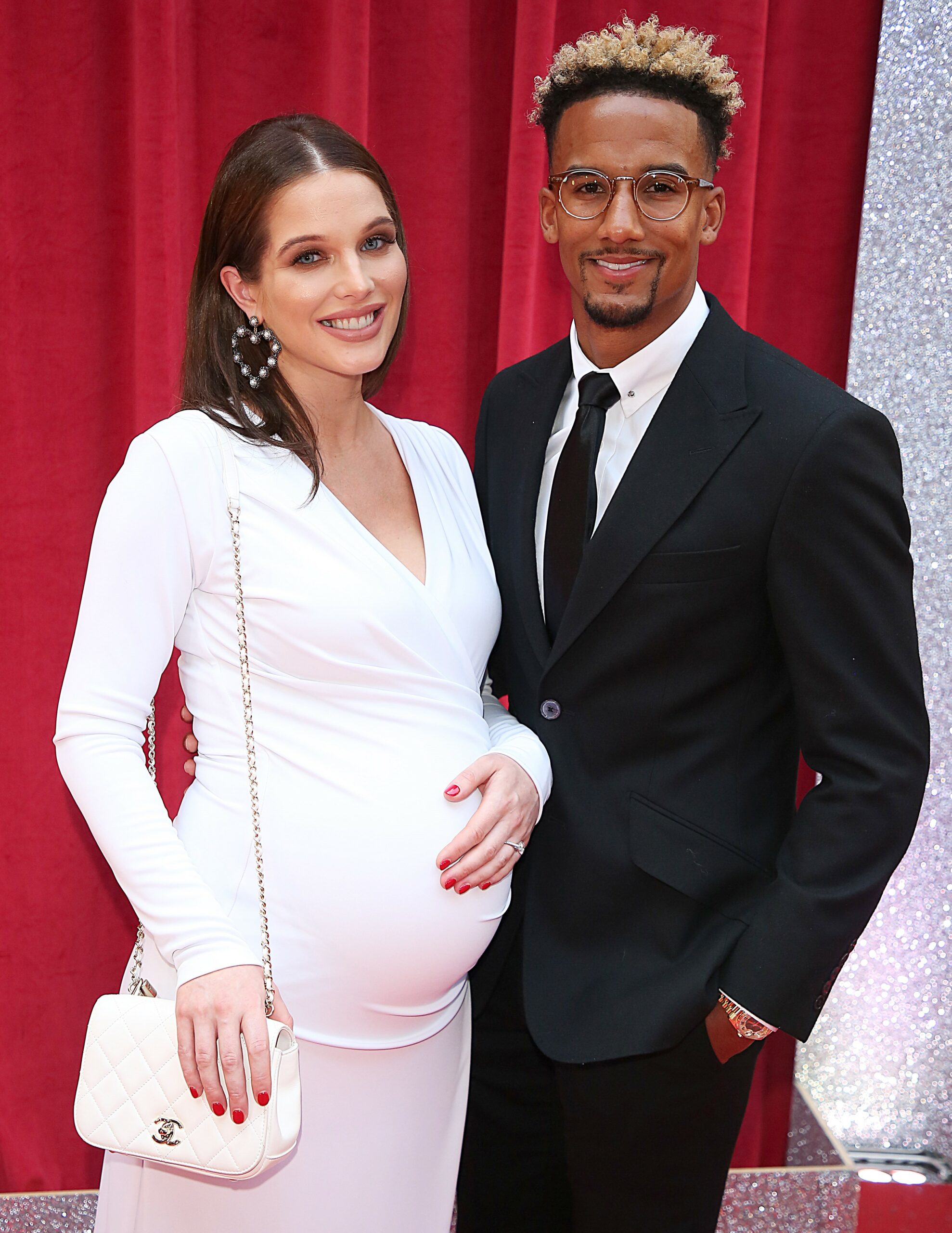 Helen Flanagan and Scott Sinclair smiling at Soap Awards
