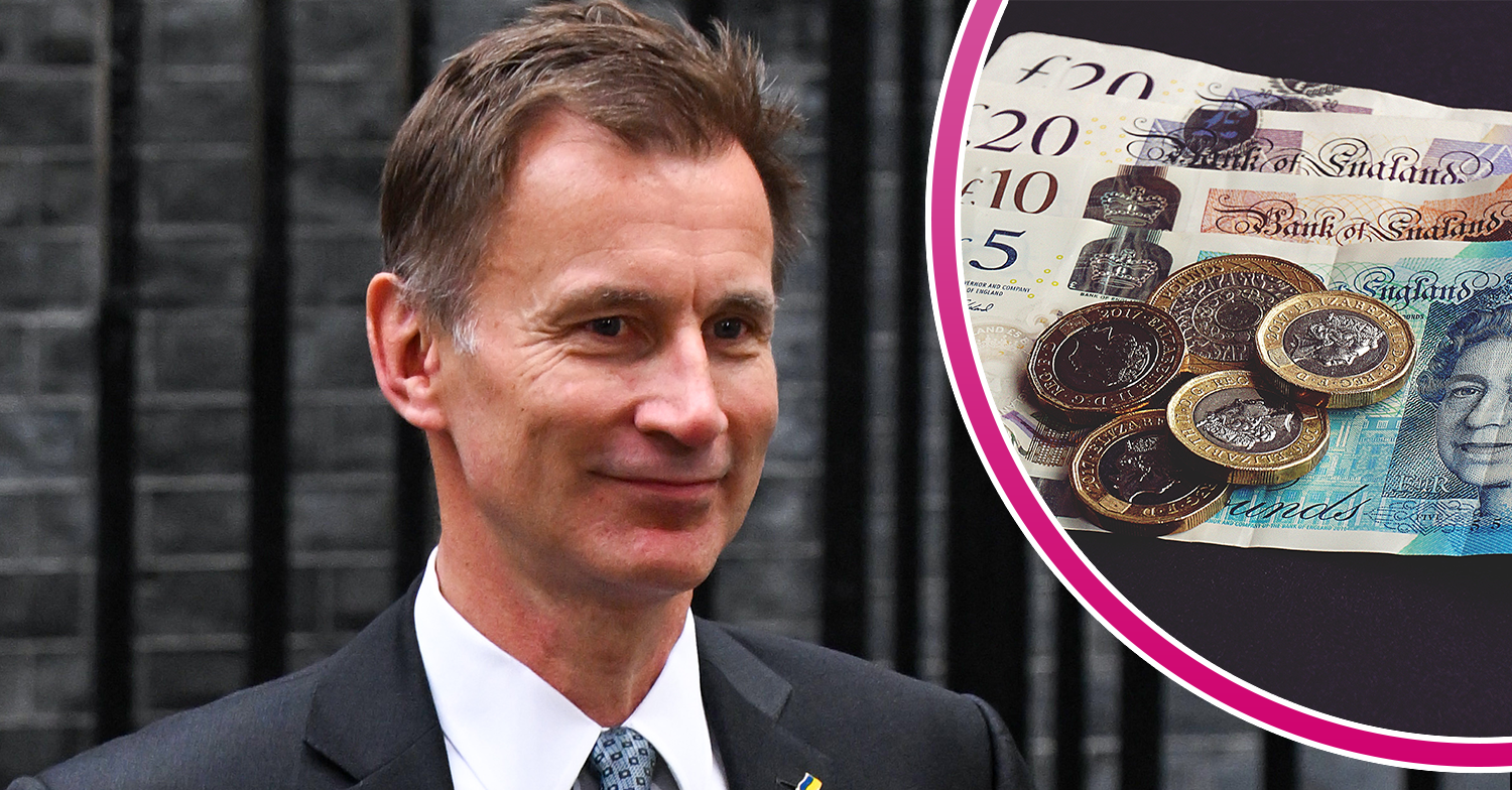 Jeremy Hunt leaving Downing Street and money on a table