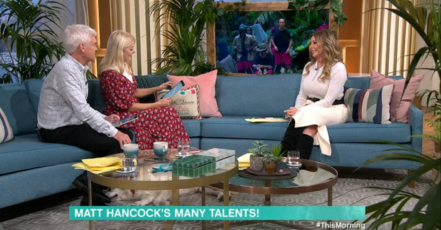 Carol Vorderman speaking to Holly Willoughby and Phillip Schofield on This Morning today 