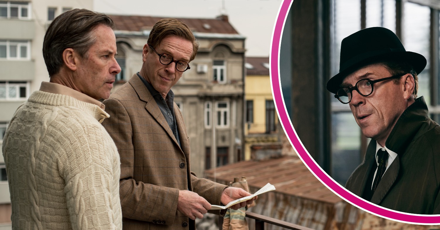 Composite of Damian Lewis and Guy Pearce in character in A Spy Among Friends