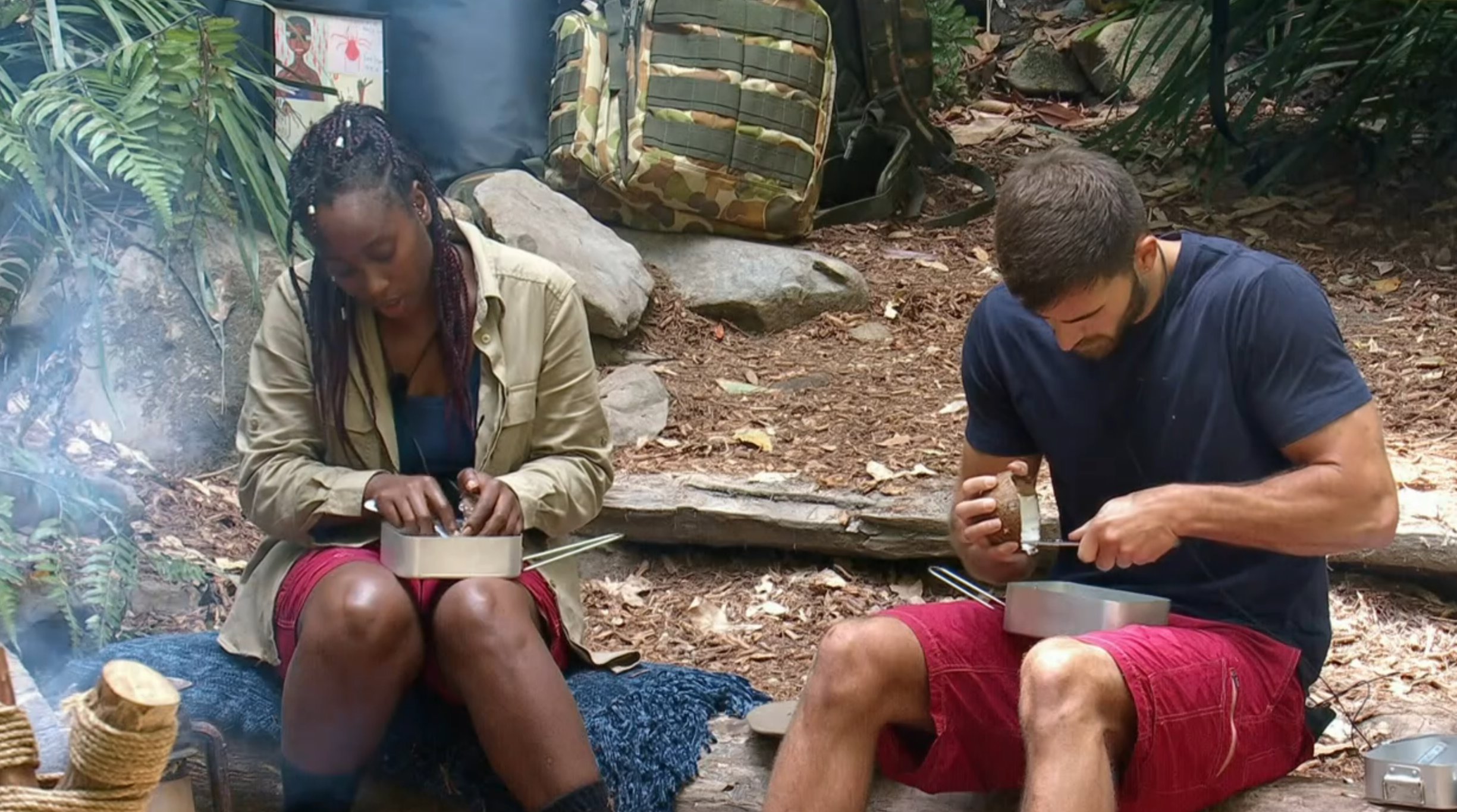 Scarlette and Owen in camp on I'm A Celebrity