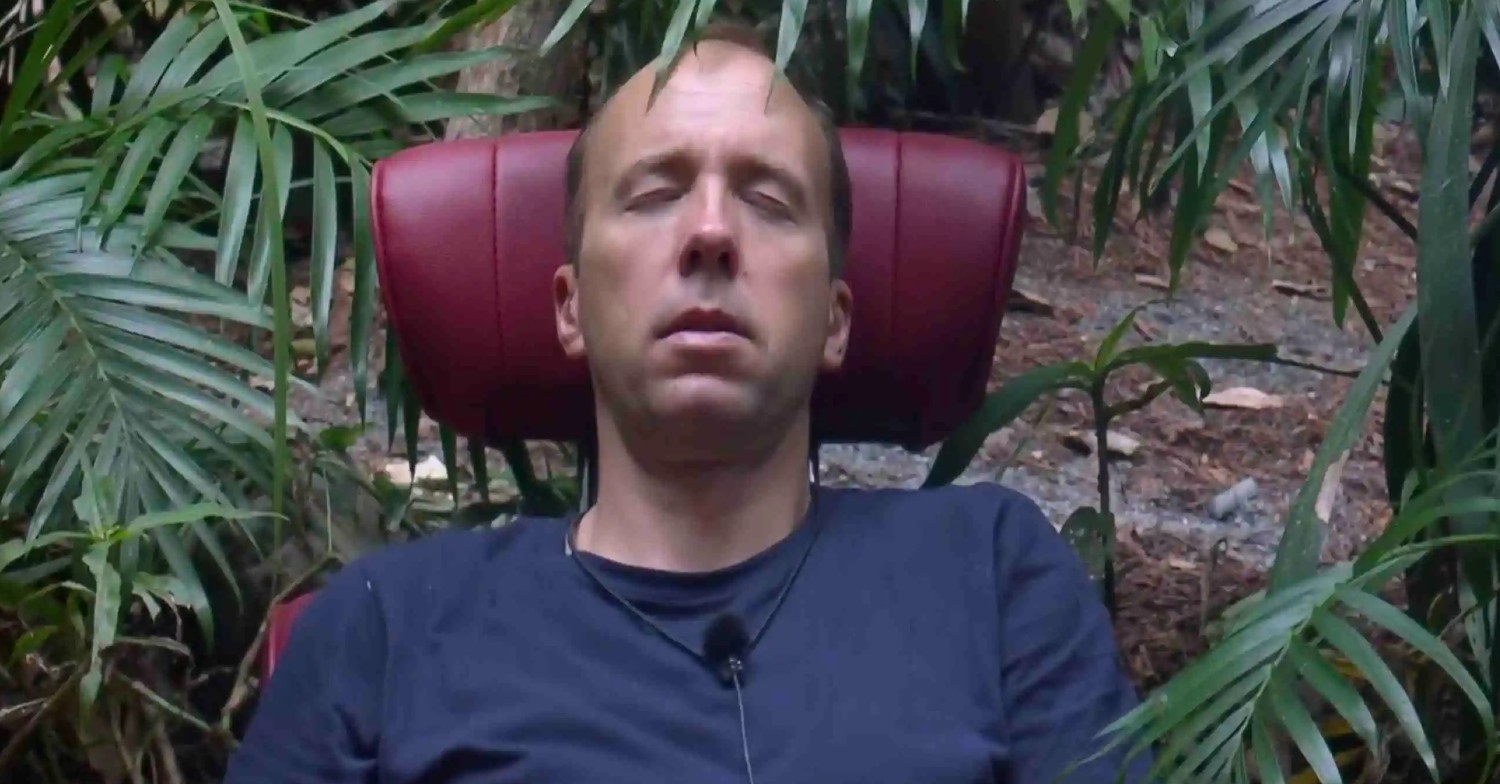 Matt Hancock sleeping on I'm A Celebrity
