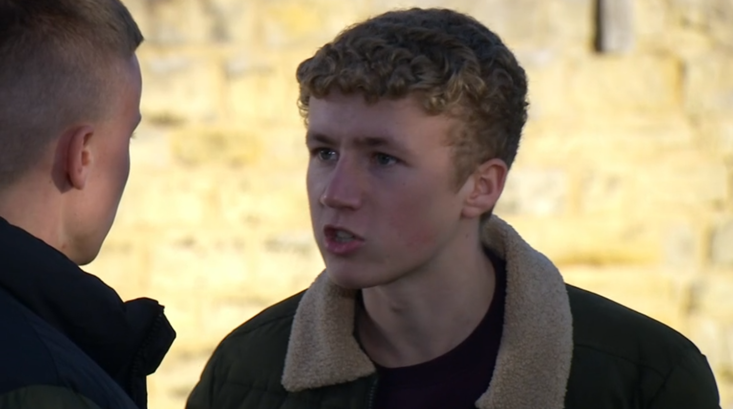 Noah looking angry in Emmerdale