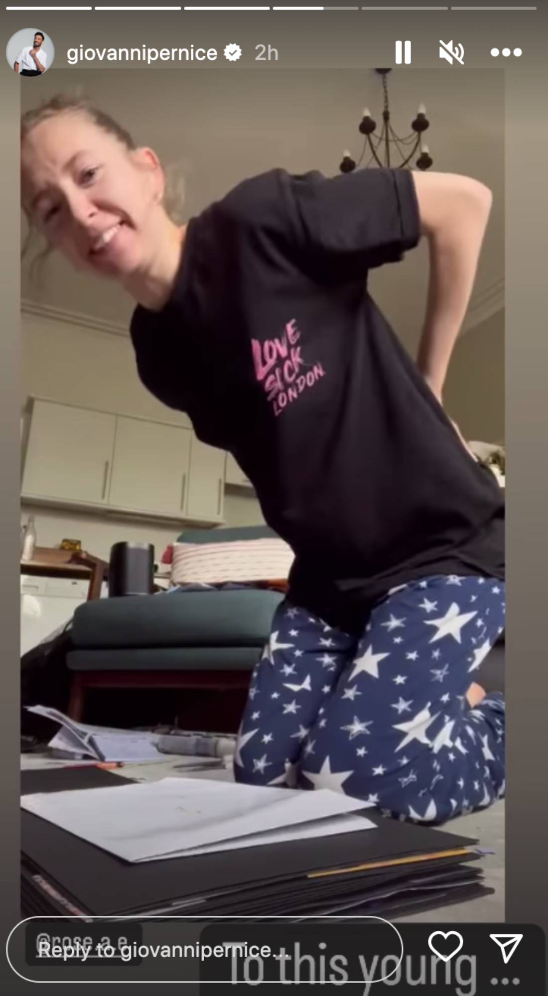 Giovanni Pernice Instagram Story shows Rose Ayling-Ellis holding her back