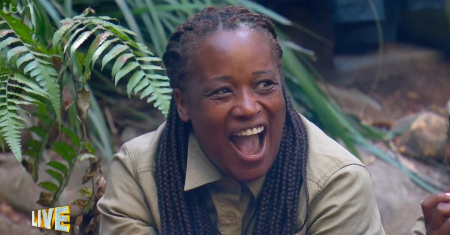 Charlene White smiling in I'm A Celebrity jungle
