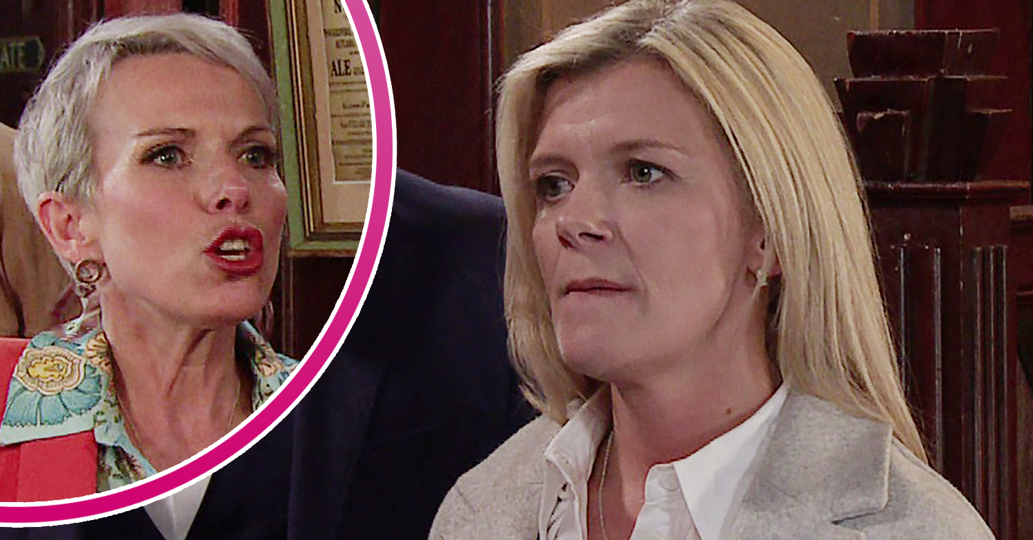 Leanne looking angry, and in a bubble, Debbie looking angry in Coronation Street