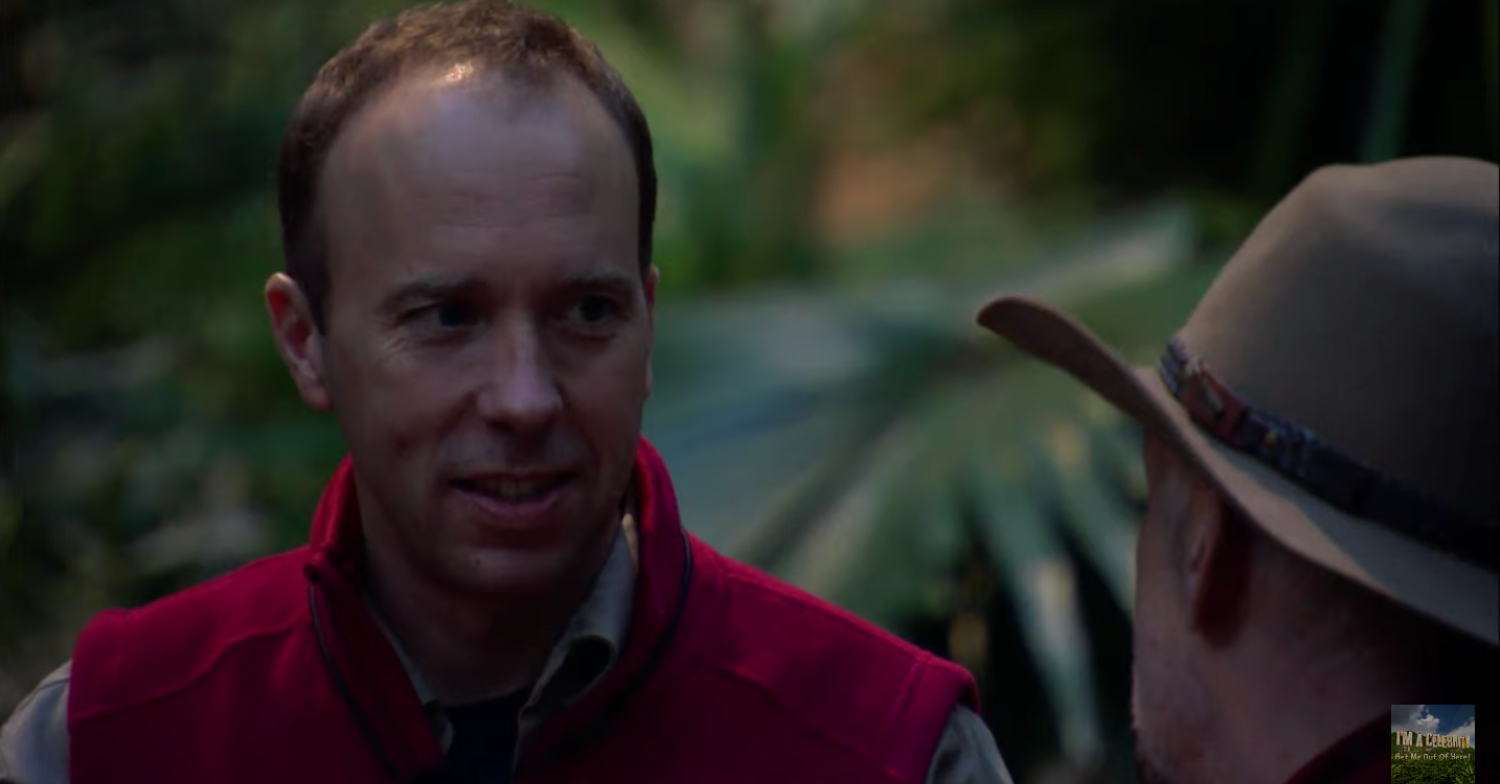 Matt Hancock looks at Boy George on I'm A Celebrity