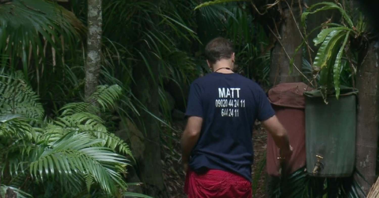 Matt Hancock washing his hands in the jungle