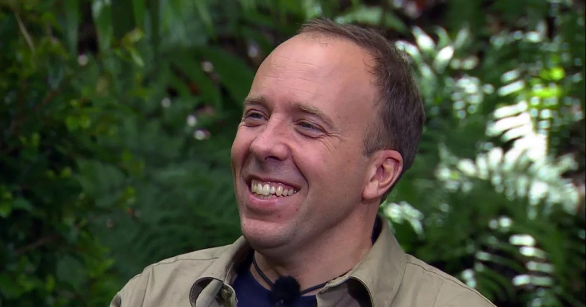 Matt Hancock smiling on I'm A Celeb