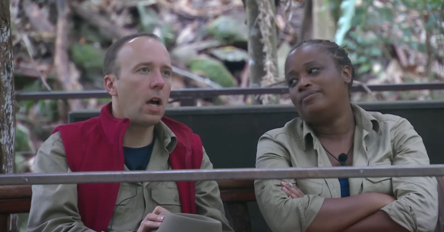 Matt Hancock and Charlene White talking on I'm A Celebrity