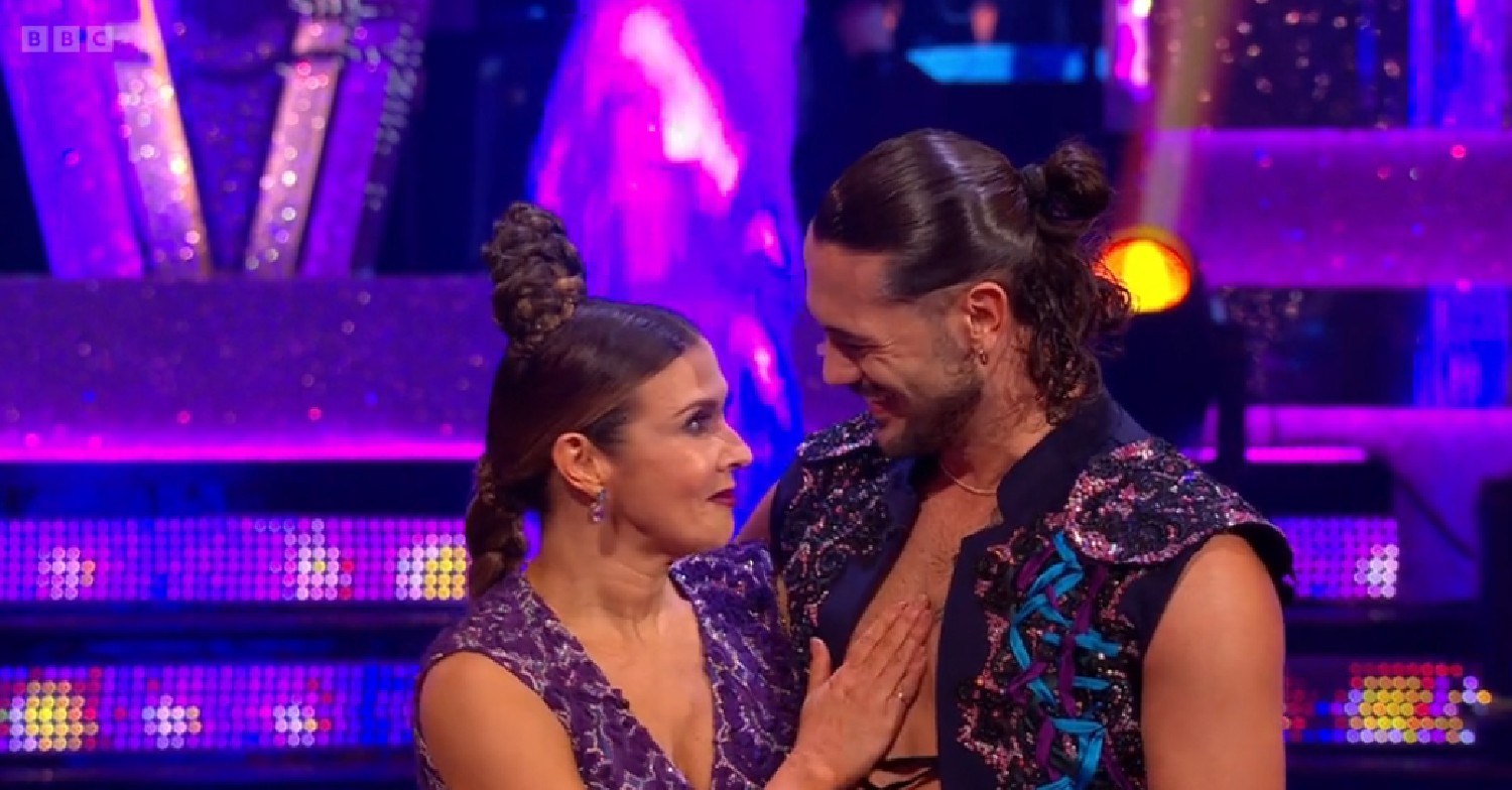 Kym Marsh looking at Graziano Di Prima on Strictly