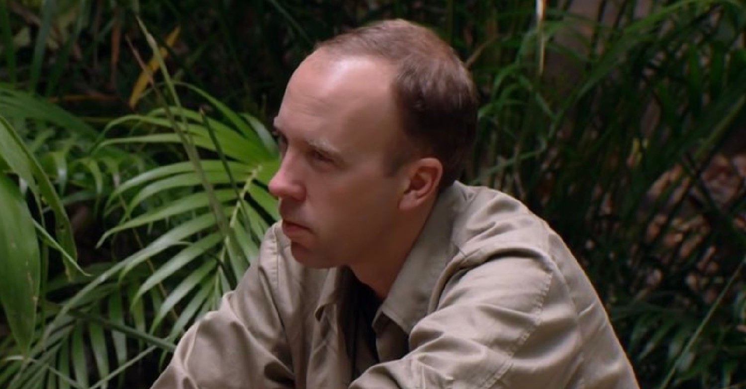 Matt Hancock sat in the jungle on I'm A Celebrity
