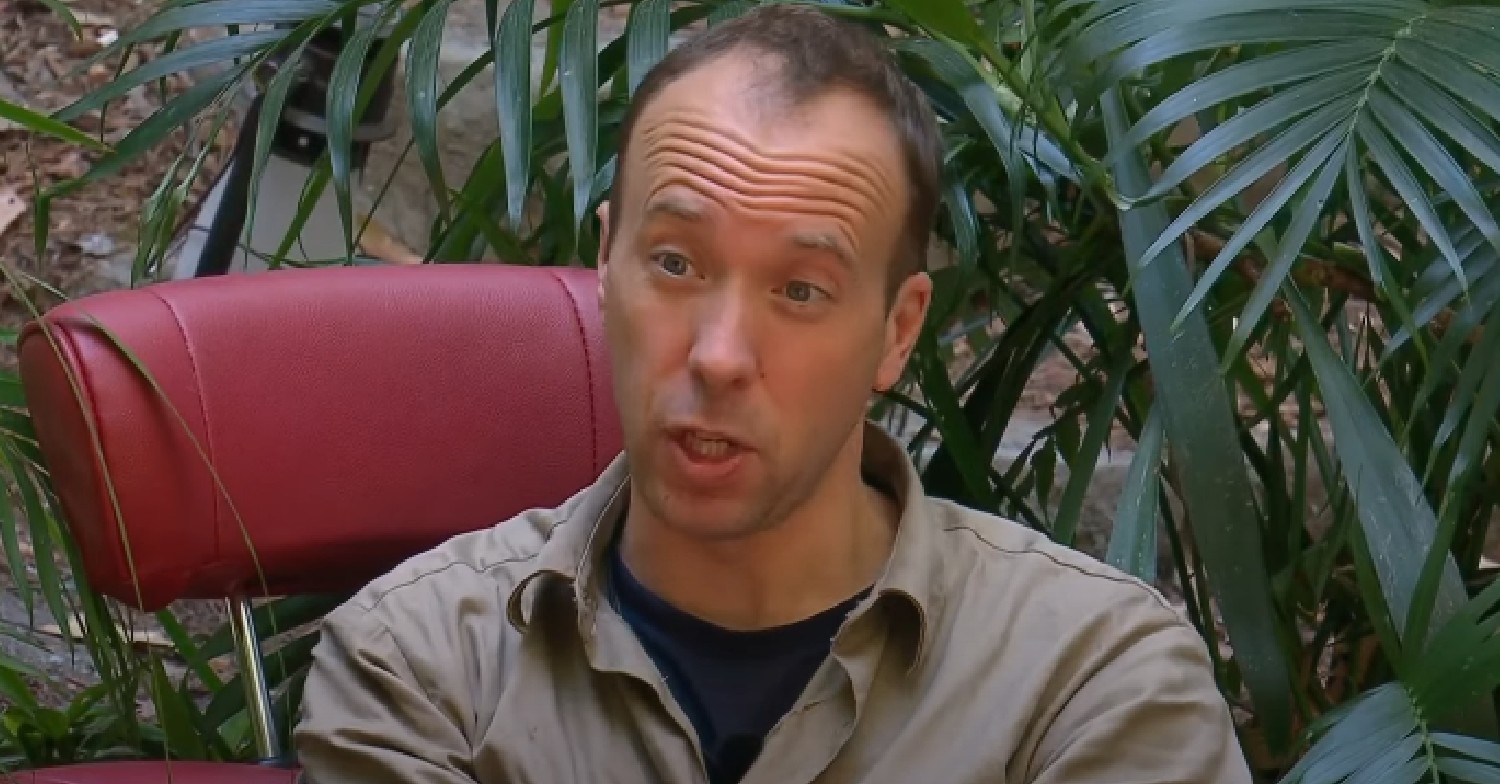 Matt Hancock sitting in the chair on I'm A Celebrity