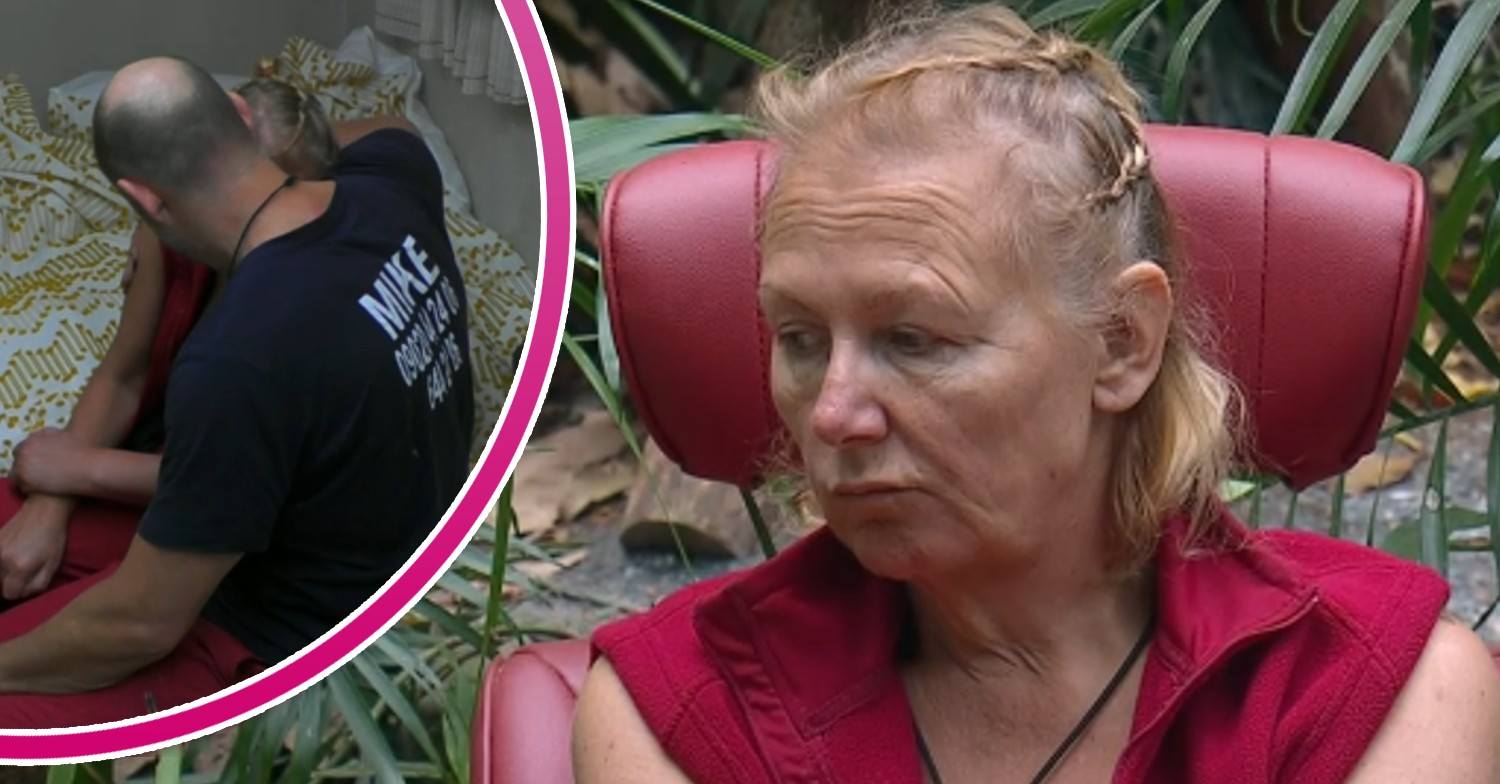 Mike Tindall hugging Sue Cleaver on I'm A Celebrity