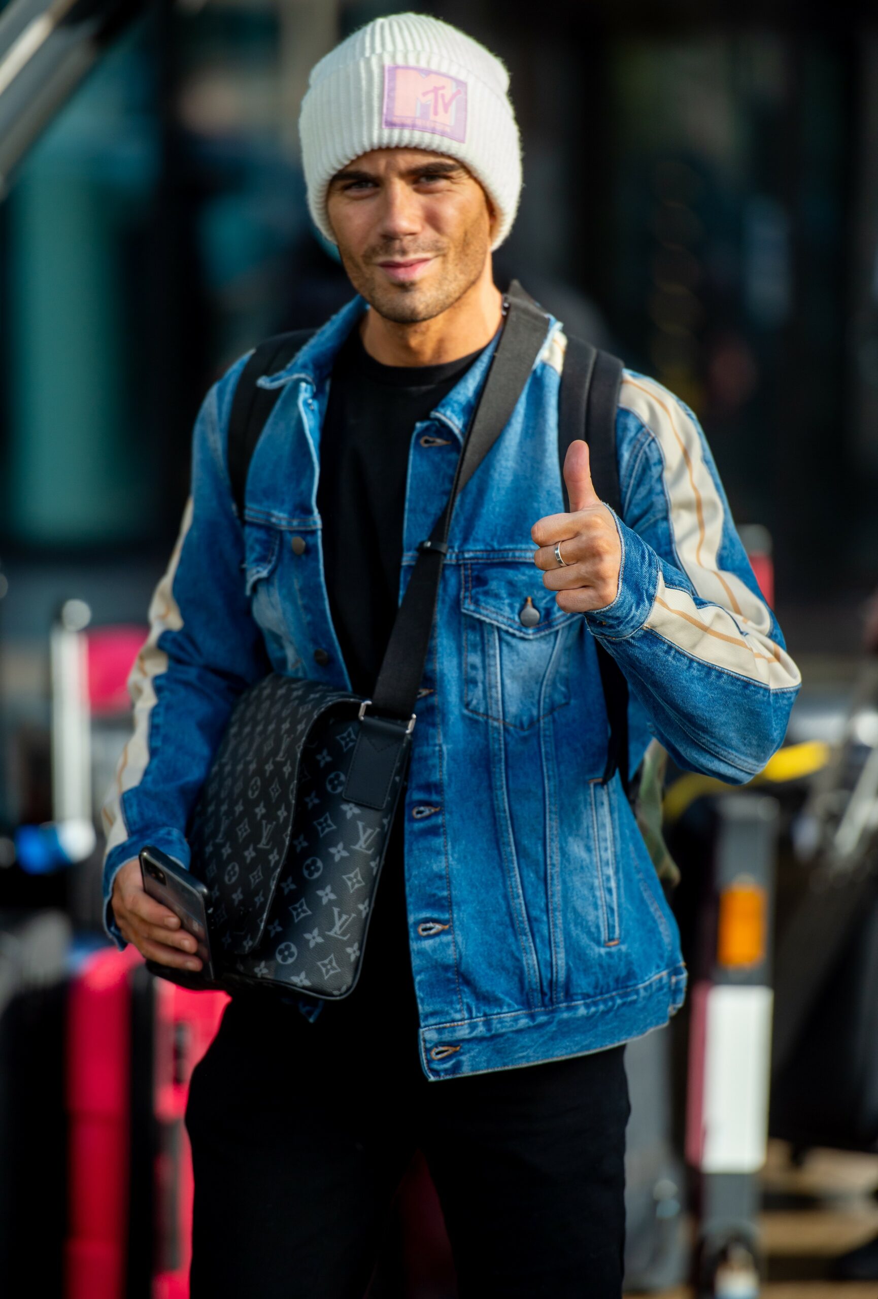 Max George putting thumbs up during Strictly tour