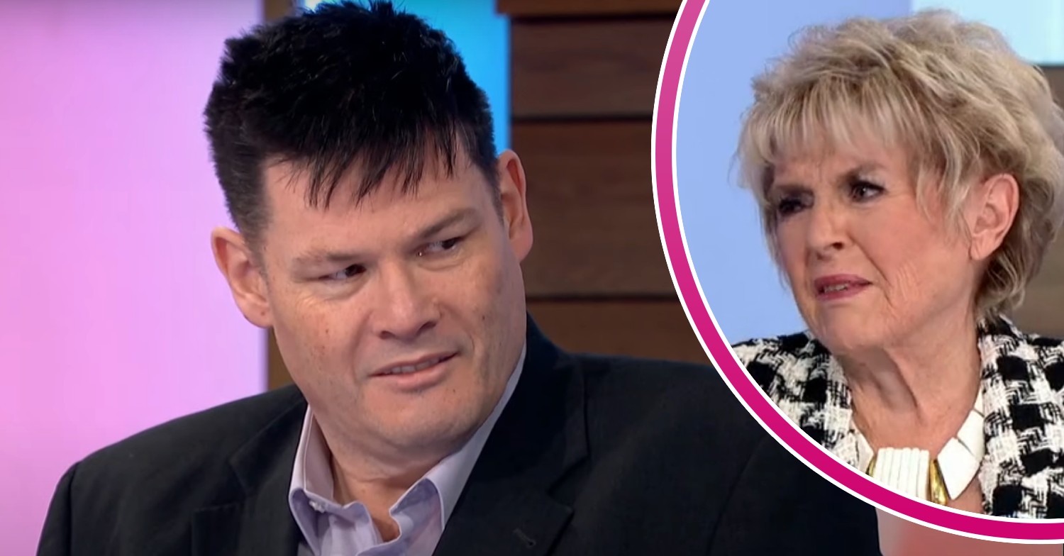 Mark Labbett looking to the side and Gloria Hunniford on Loose Women today