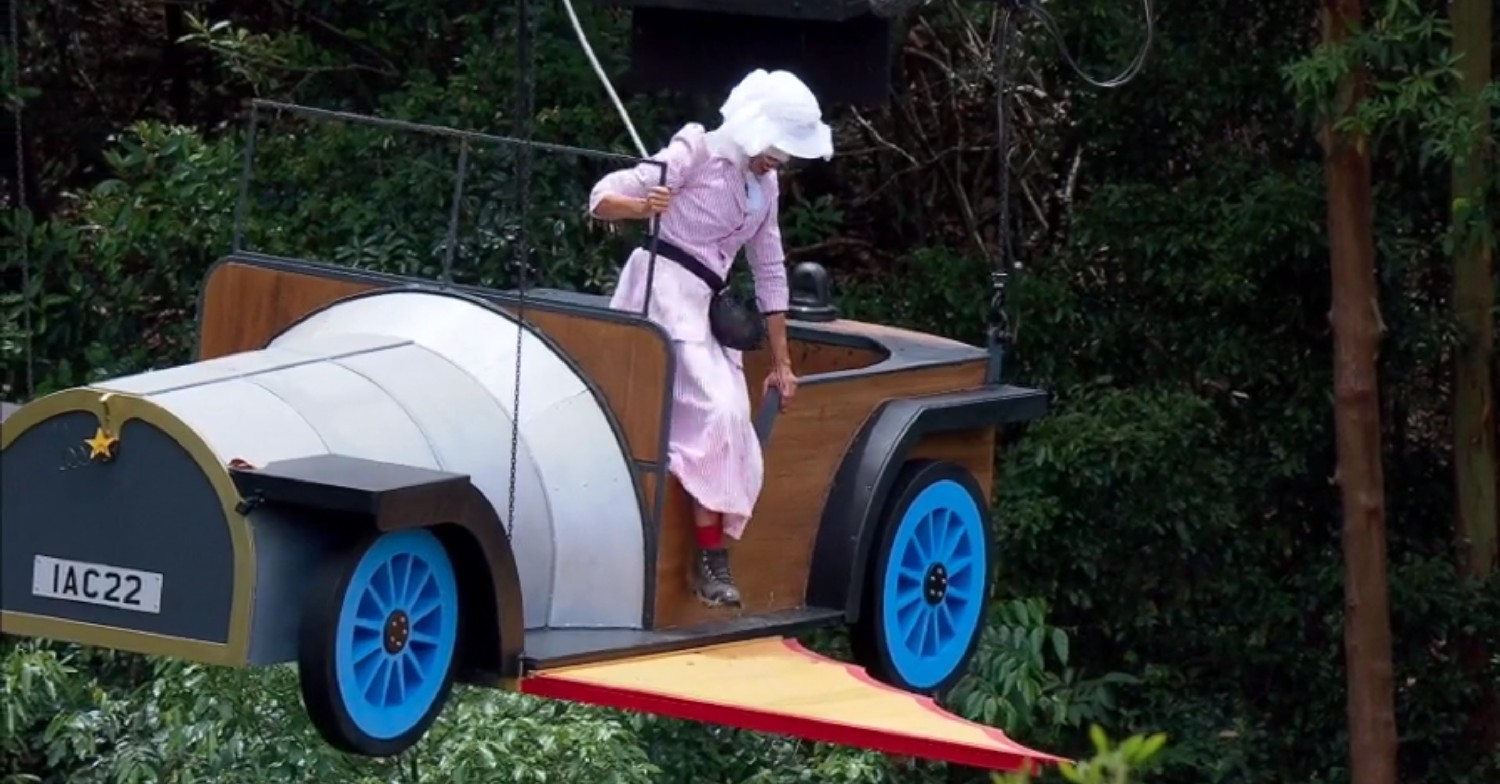 Jill Scott in a flying car on I'm A Celebrity 2022 