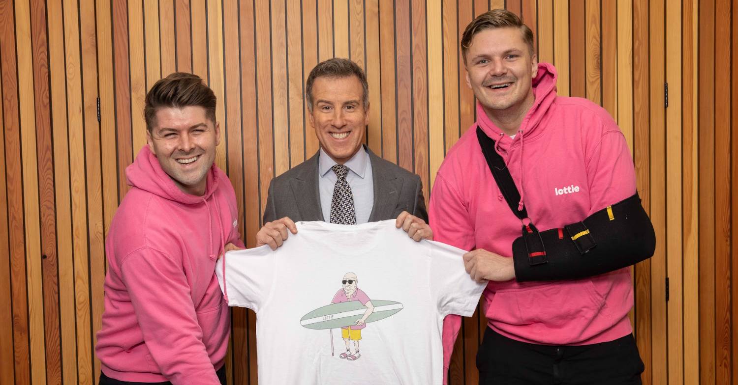 Anton Du Beke with Lottie founders Will Donnelly and Chris Donnelly