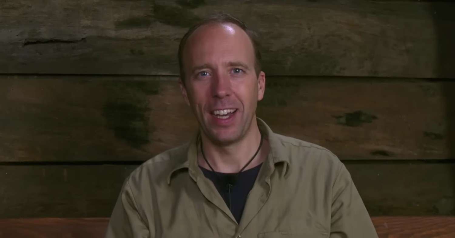 Matt Hancock smiling on I'm A Celeb