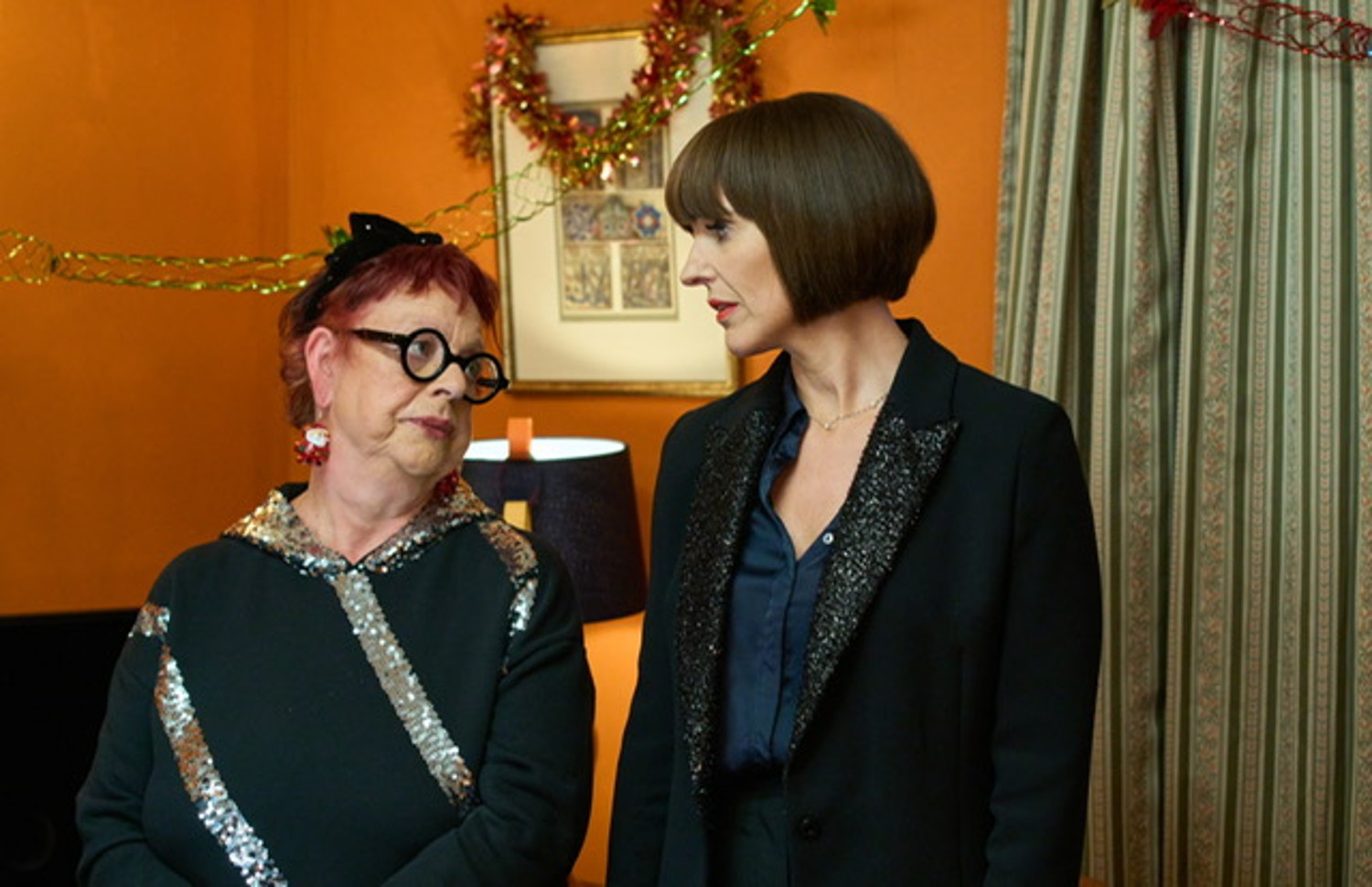 Jo Brand and Suranne Jones standing together in Christmas Carole