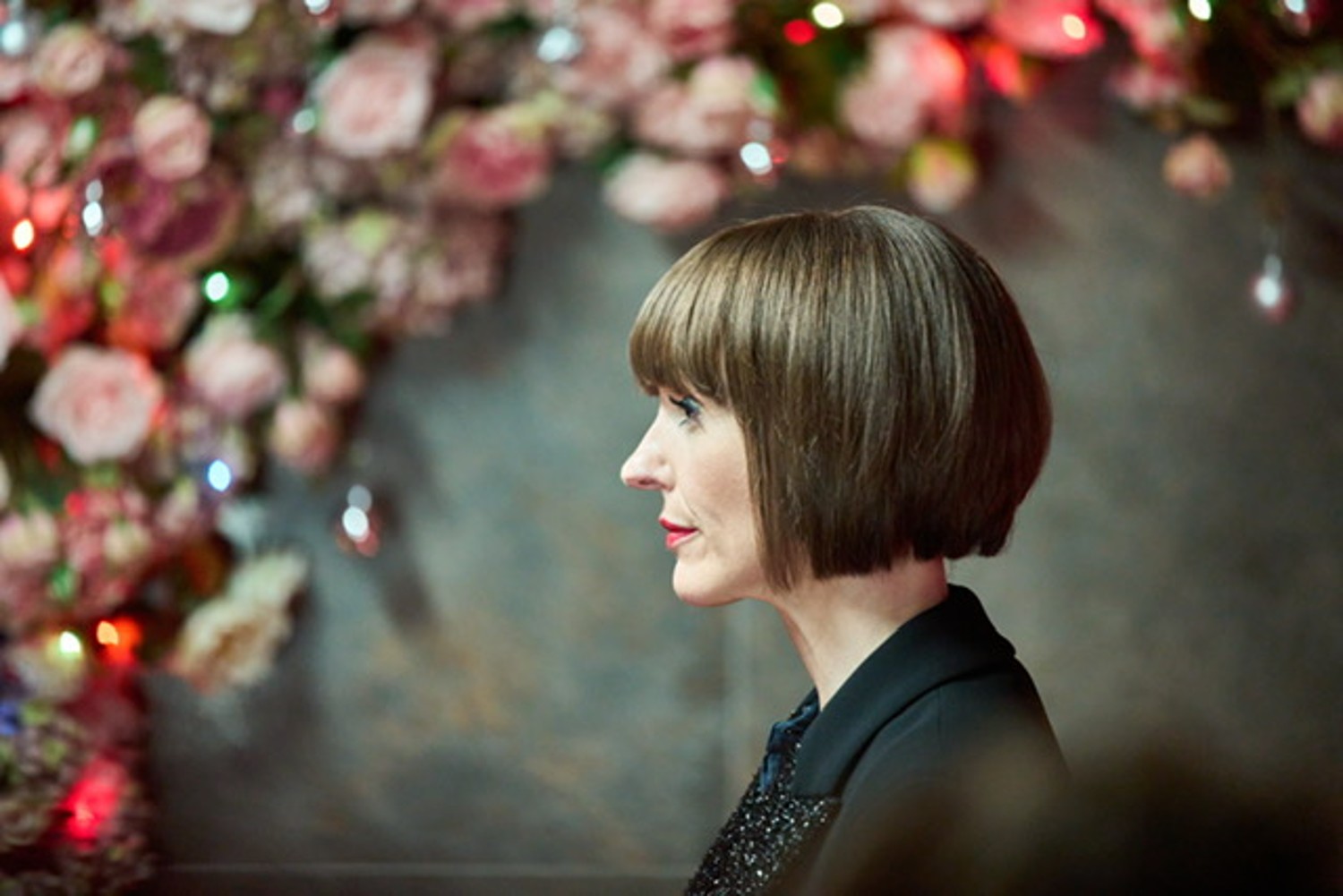 Suranne Jones looking to the side in Christmas Carole