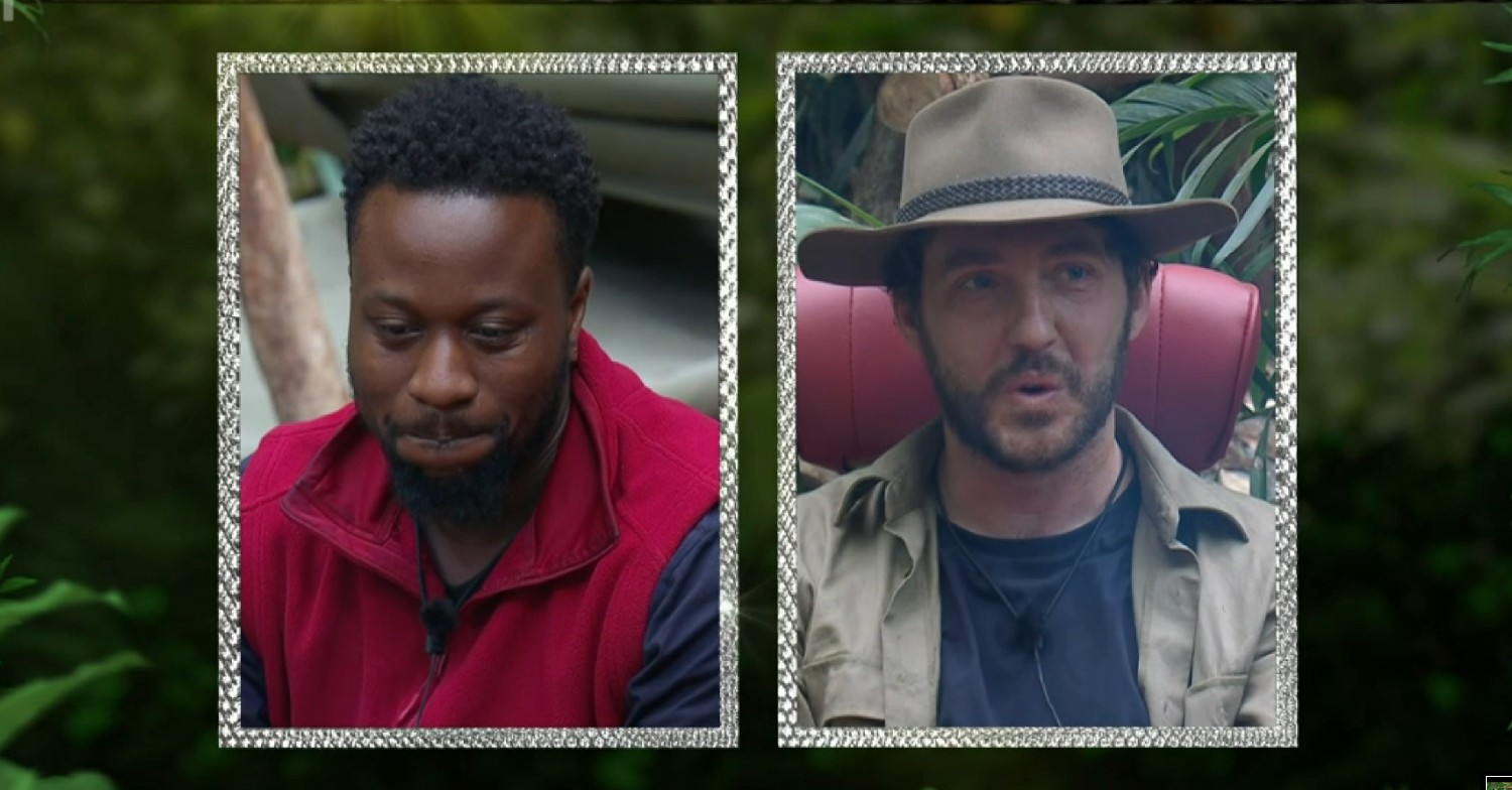 Babatunde Aleshe and Seann Walsh on I'm A Celebrity tonight