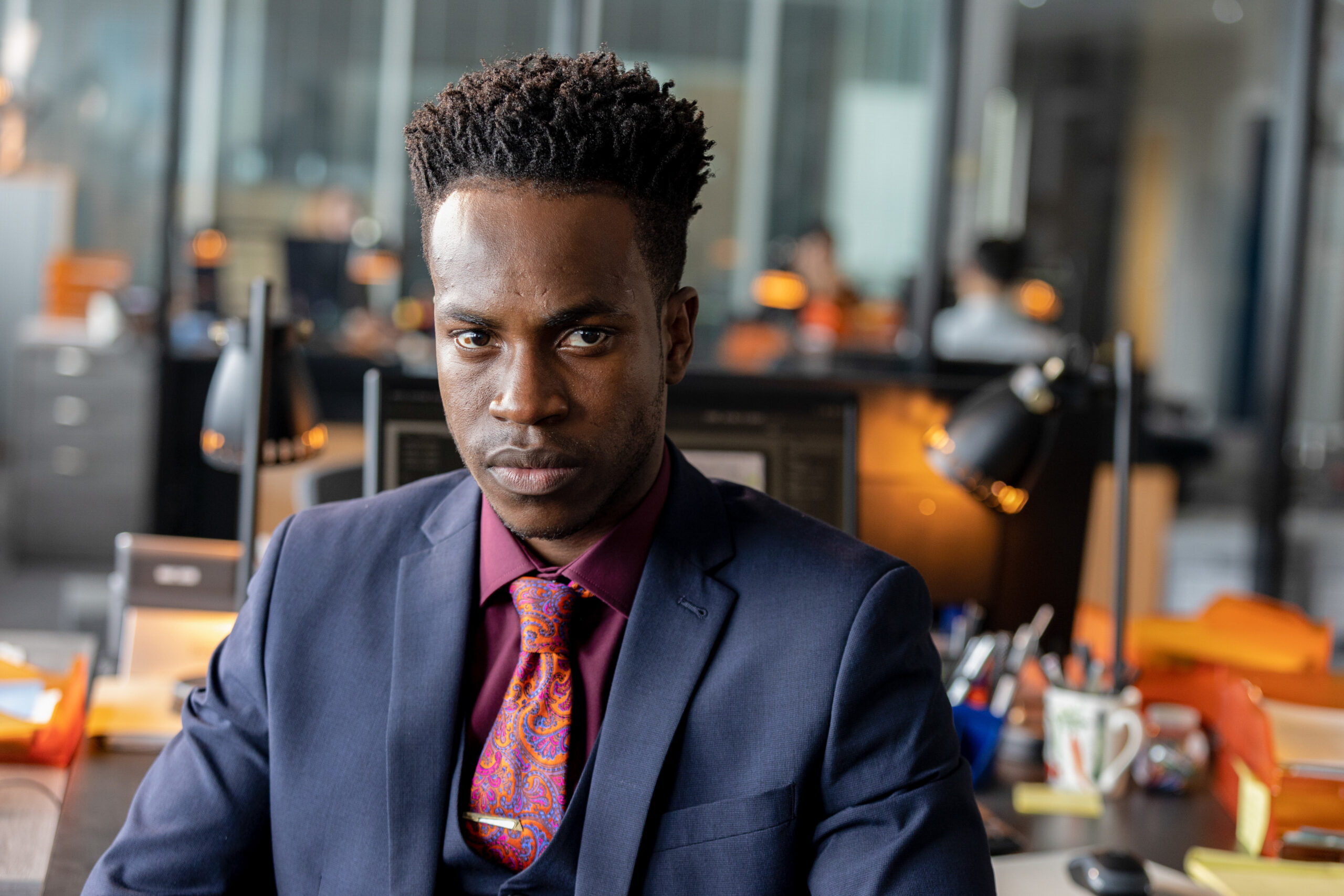 Lindo frowns in the Aberdeen police department