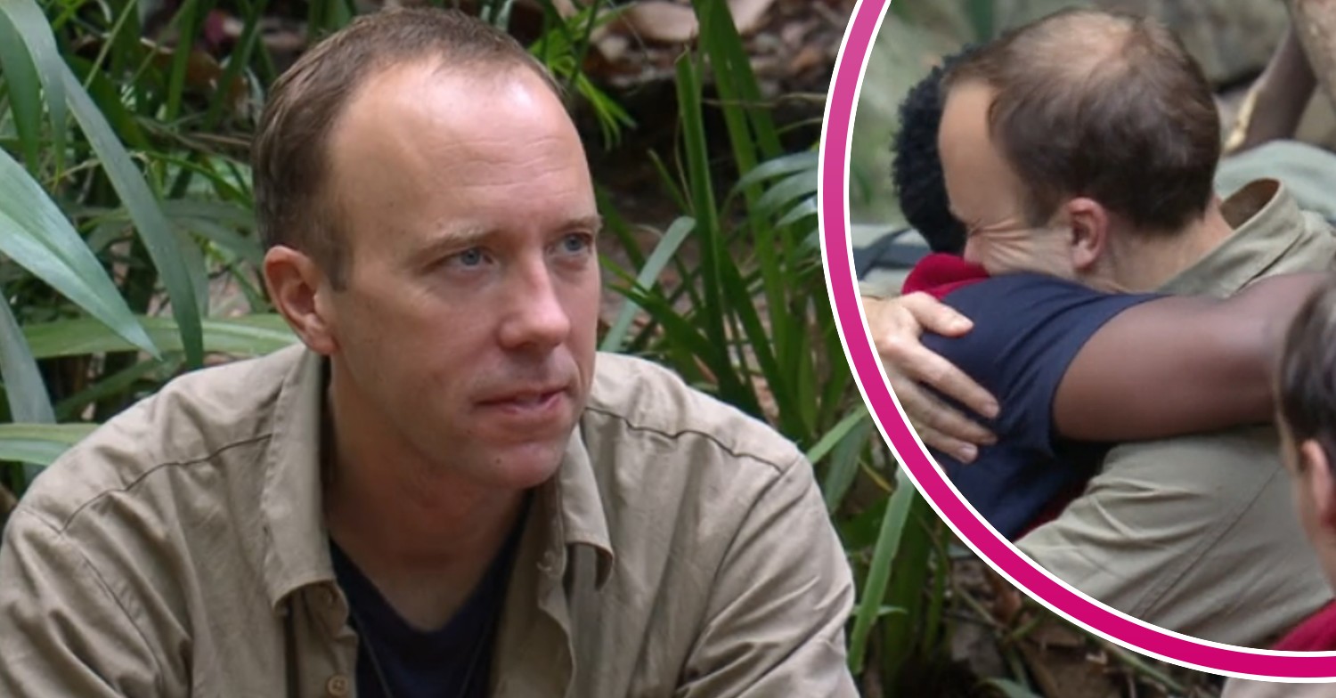 Matt Hancock in the jungle, and hugging Babatunde Aleshe