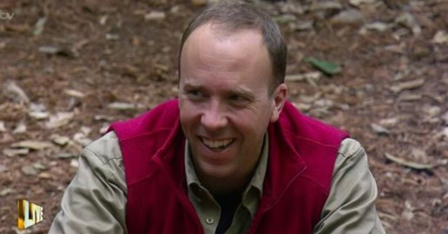Matt Hancock smiling on I'm A Celebrity 