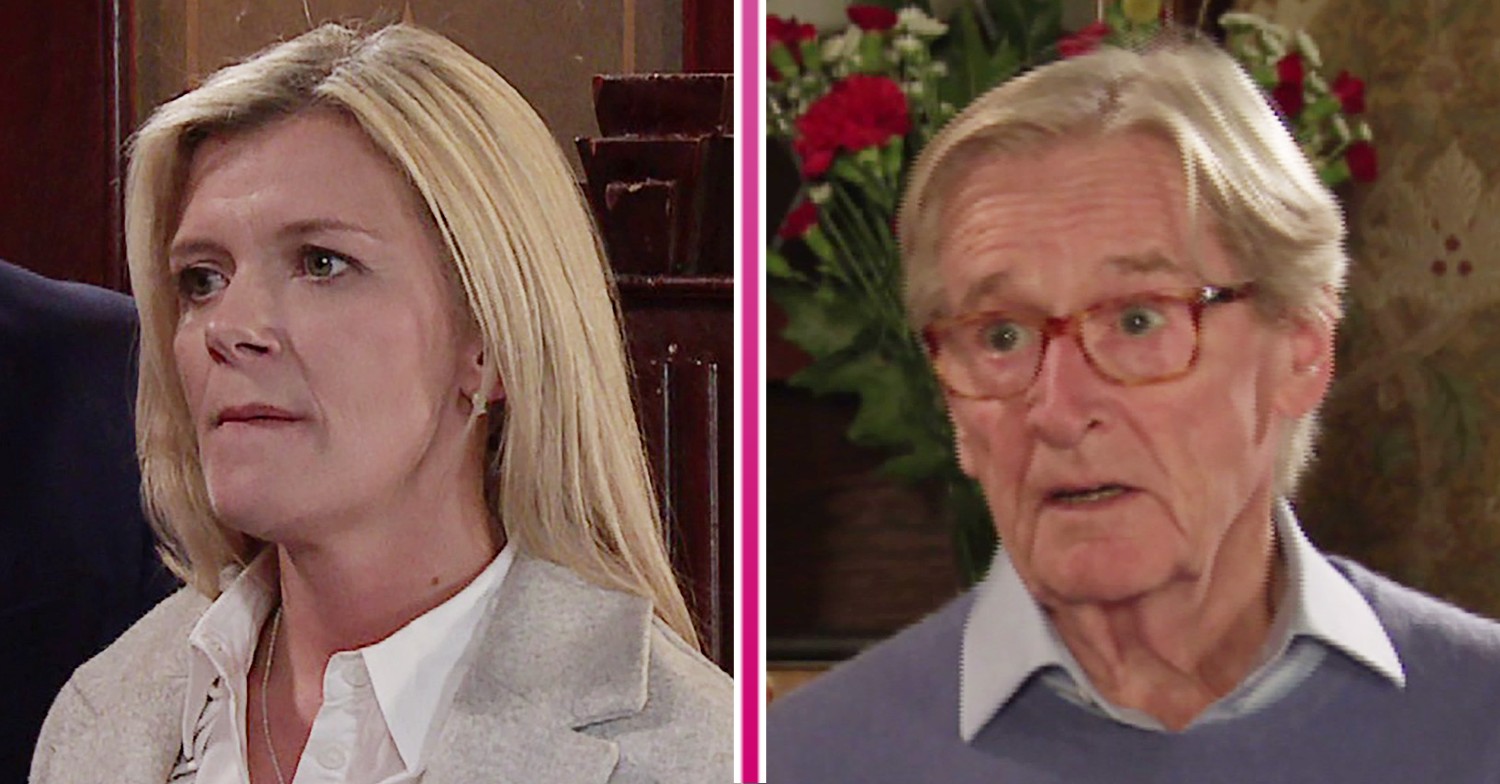 Leanne looks annoyed and Ken looks worried in Coronation Street